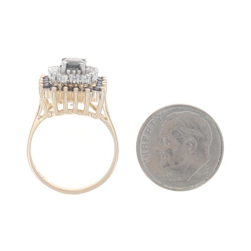 Donna Anello con doppio diamante e zaffiro in oro giallo - 14k Ovale 1,89ctw in vendita