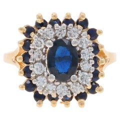 Anello con doppio diamante e zaffiro in oro giallo - 14k Ovale 1,89ctw