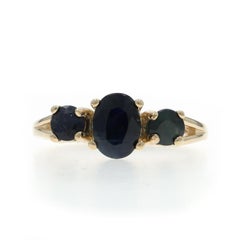 Yellow Gold Sapphire Sapphire Three-Stone Ring - 14k Oval 1.88ctw