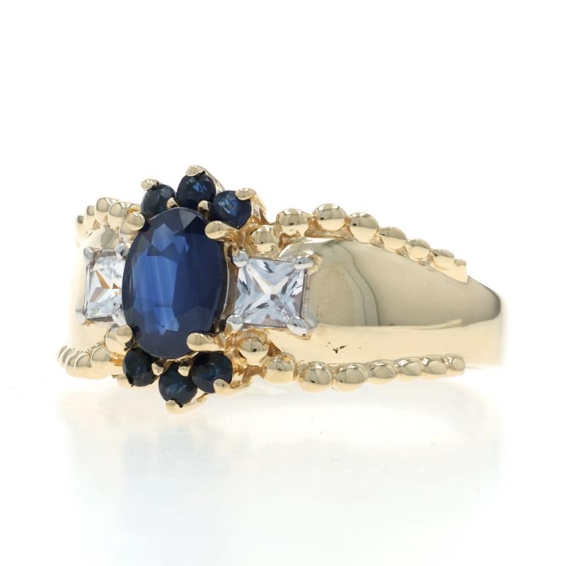 Bague en or jaune saphir saphir blanc - 14k ovale 1.54ctw Excellent état - En vente à Greensboro, NC