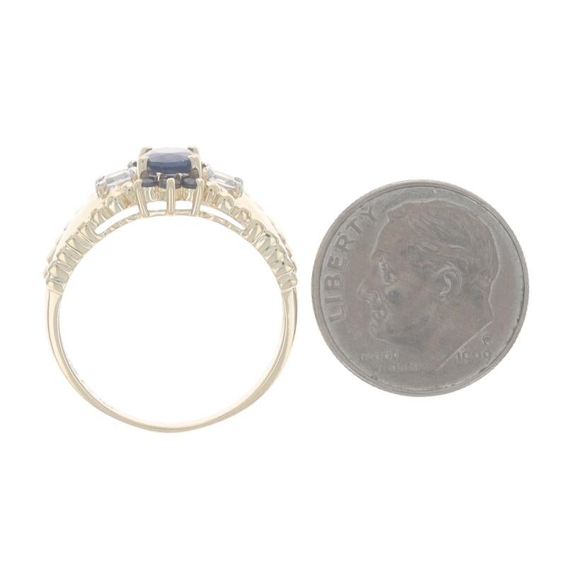 Bague en or jaune saphir saphir blanc - 14k ovale 1.54ctw en vente 1