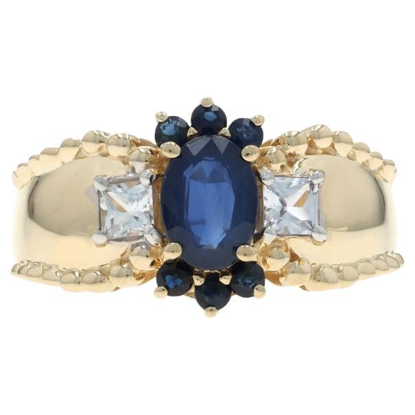 Bague en or jaune saphir saphir blanc - 14k ovale 1.54ctw