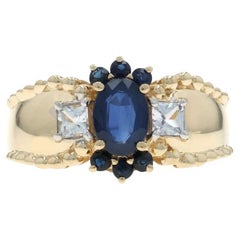 Bague en or jaune saphir saphir blanc - 14k ovale 1.54ctw