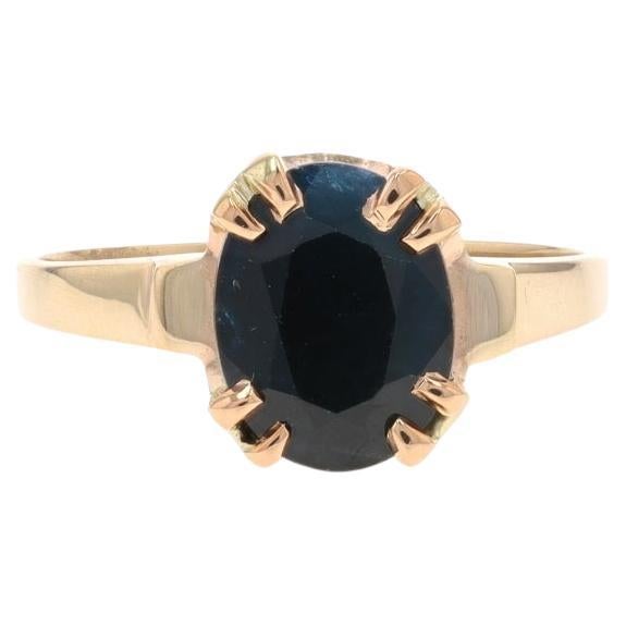 Anillo Solitario Zafiro Oro Amarillo - 10k Oval 2.76ct