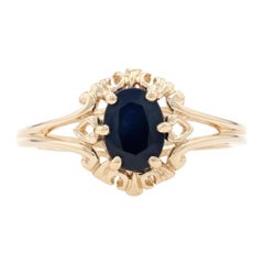 Yellow Gold Sapphire Solitaire Ring, 10k Oval Cut 1.10ct Yellow Gold Sapphire Solitaire Ring, 10k Oval Cut 1.10ct