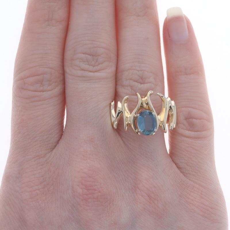Taglio ovale Anello solitario con zaffiro in oro giallo - 14k Ovale 1,22ct in vendita