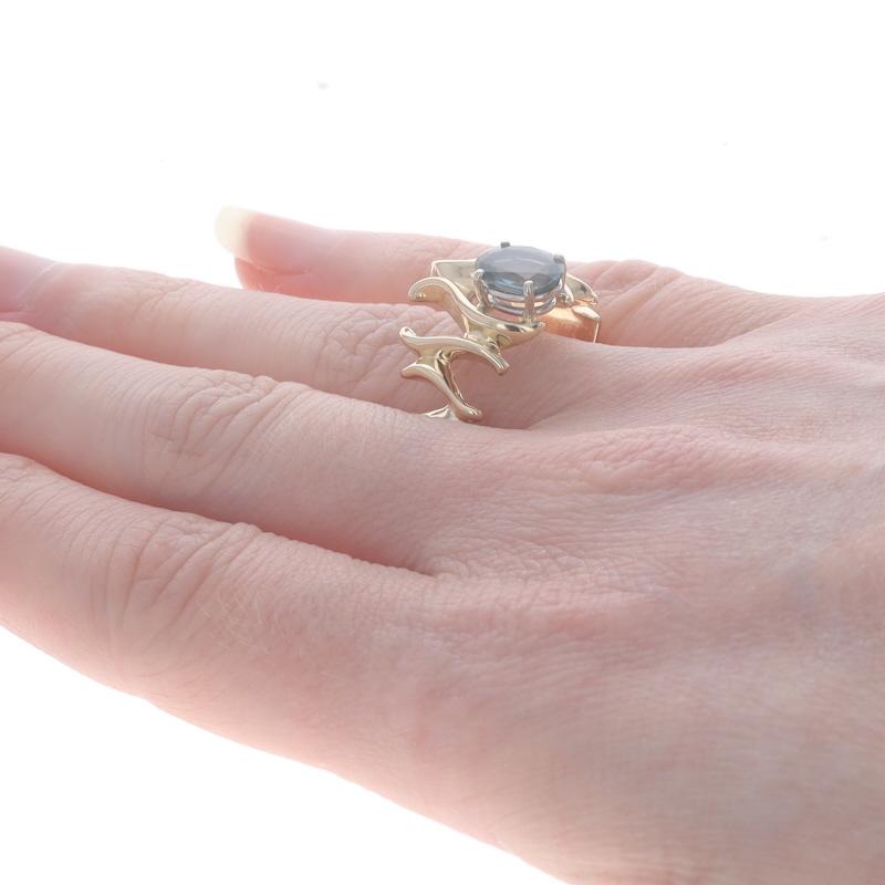 Donna Anello solitario con zaffiro in oro giallo - 14k Ovale 1,22ct in vendita