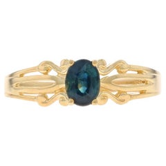 Yellow Gold Sapphire Solitaire Ring - 14k Oval .37ct