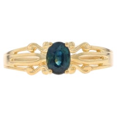 Yellow Gold Sapphire Solitaire Ring - 14k Oval .37ct