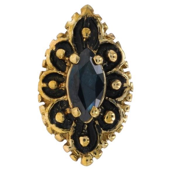 Yellow Gold Sapphire Solitaire Slide Charm - 14k Marquise .57ct