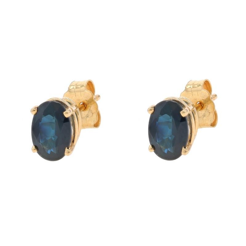 Pendientes de oro amarillo con zafiro - 14k Ovalados 1.22ctw Perforados Corte oval
