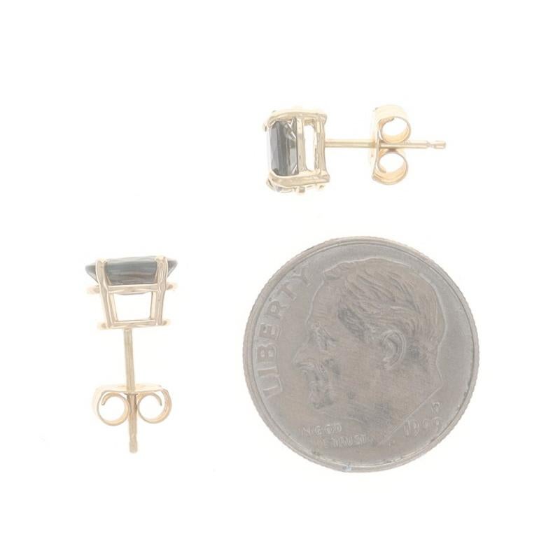 Pendientes de oro amarillo con zafiro - 14k Ovalados 1.22ctw Perforados en Excelente Estado en Greensboro, NC