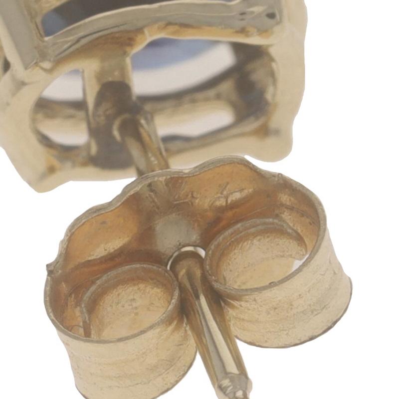 De las mujeres Pendientes de oro amarillo con zafiro - 14k Ovalados 1.22ctw Perforados