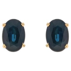 Pendientes de oro amarillo con zafiro - 14k Ovalados 1.22ctw Perforados