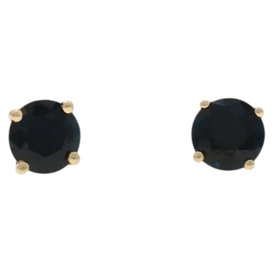 Orecchini con zaffiro in oro giallo - 14k Round 1.28ctw Pierced