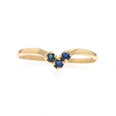 Yellow Gold Sapphire Three-Stone Wishbone Ring - 14k Round .15ctw