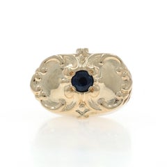 Yellow Gold Sapphire Vintage Solitaire Slide Charm - 14k Round .15ct