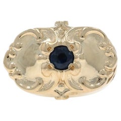 Yellow Gold Sapphire Vintage Solitaire Slide Charm - 14k Round .15ct