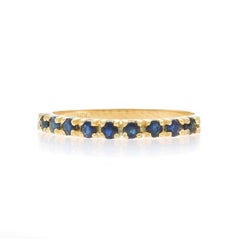 Yellow Gold Sapphire Wedding Band - 18k Round .45ctw Stackable Ring
