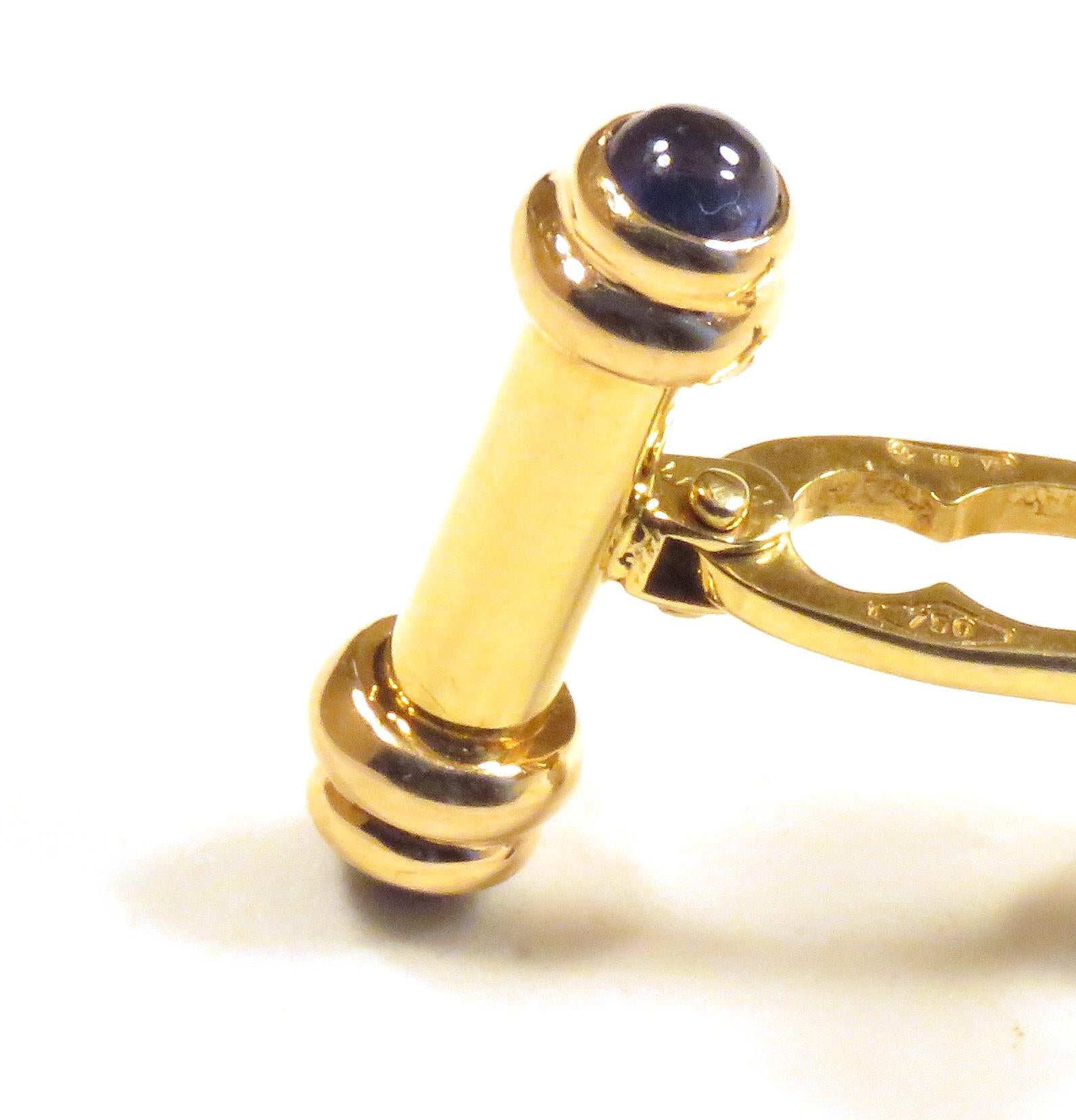 Cufflinks Yellow Gold Sapphires  In New Condition In Milano, IT