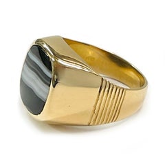 Yellow Gold Sardonyx Wide Band Ring