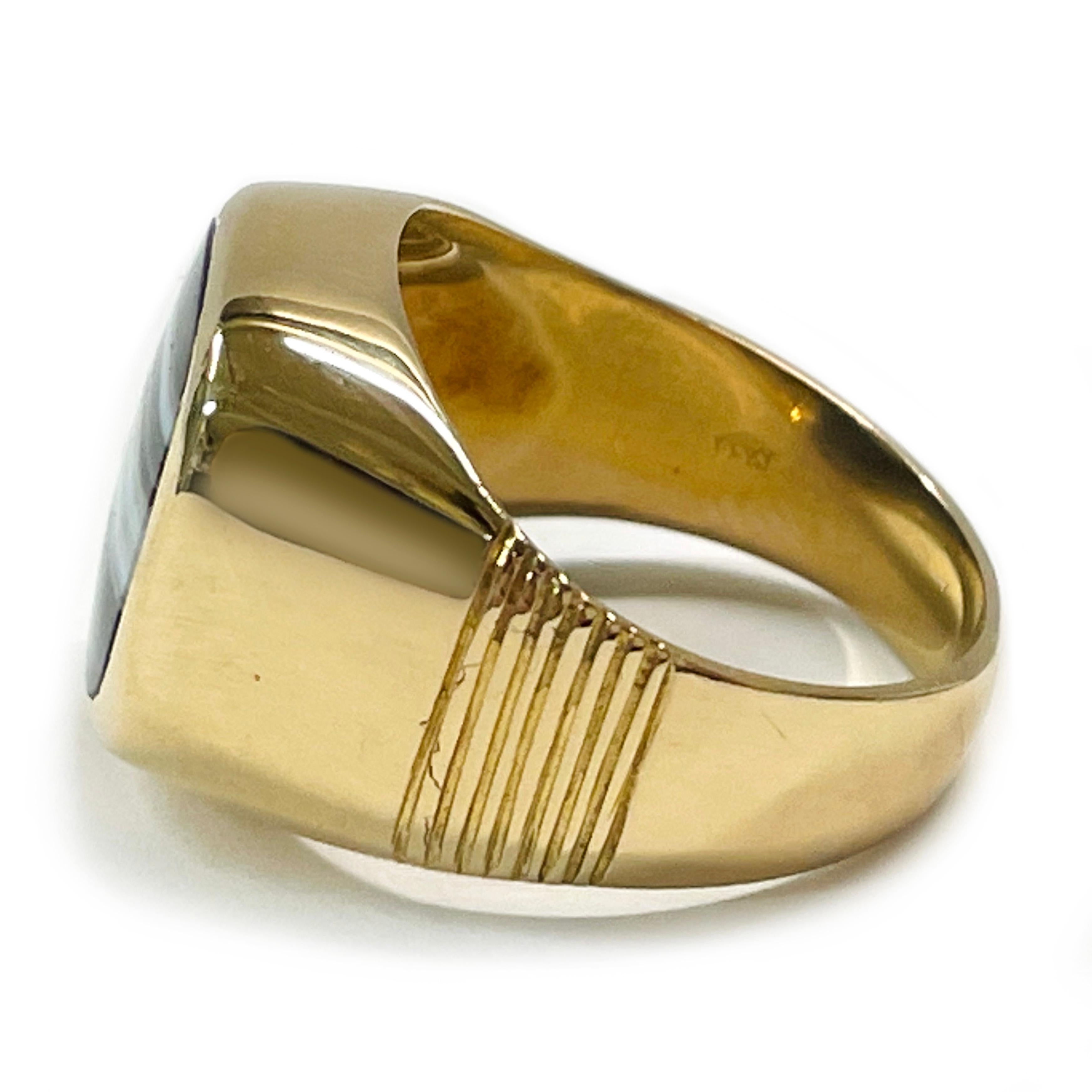 Gelbgold Sardonyx Ring mit breitem Band (Retro) im Angebot