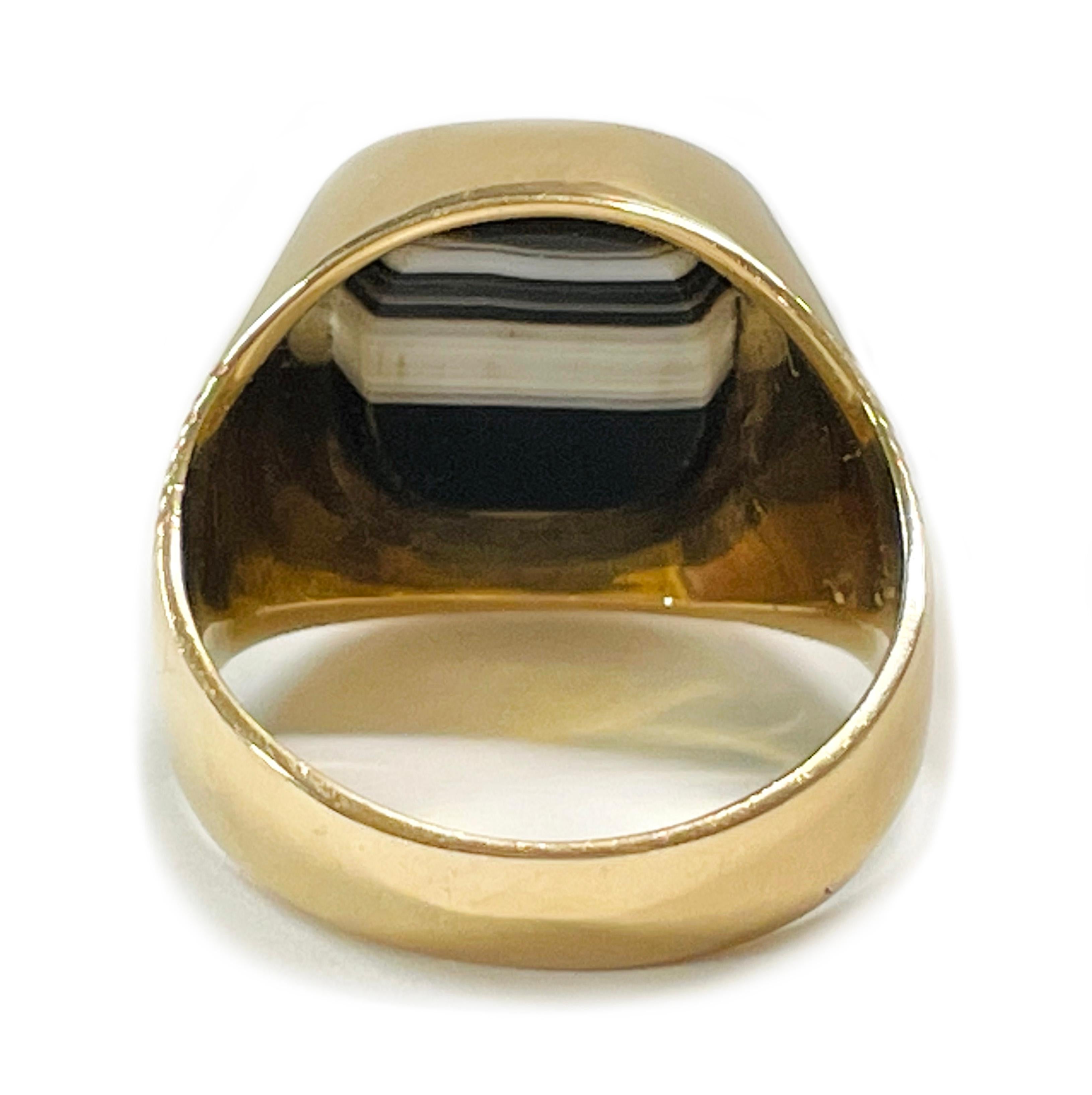 Gelbgold Sardonyx Ring mit breitem Band (Cabochon) im Angebot