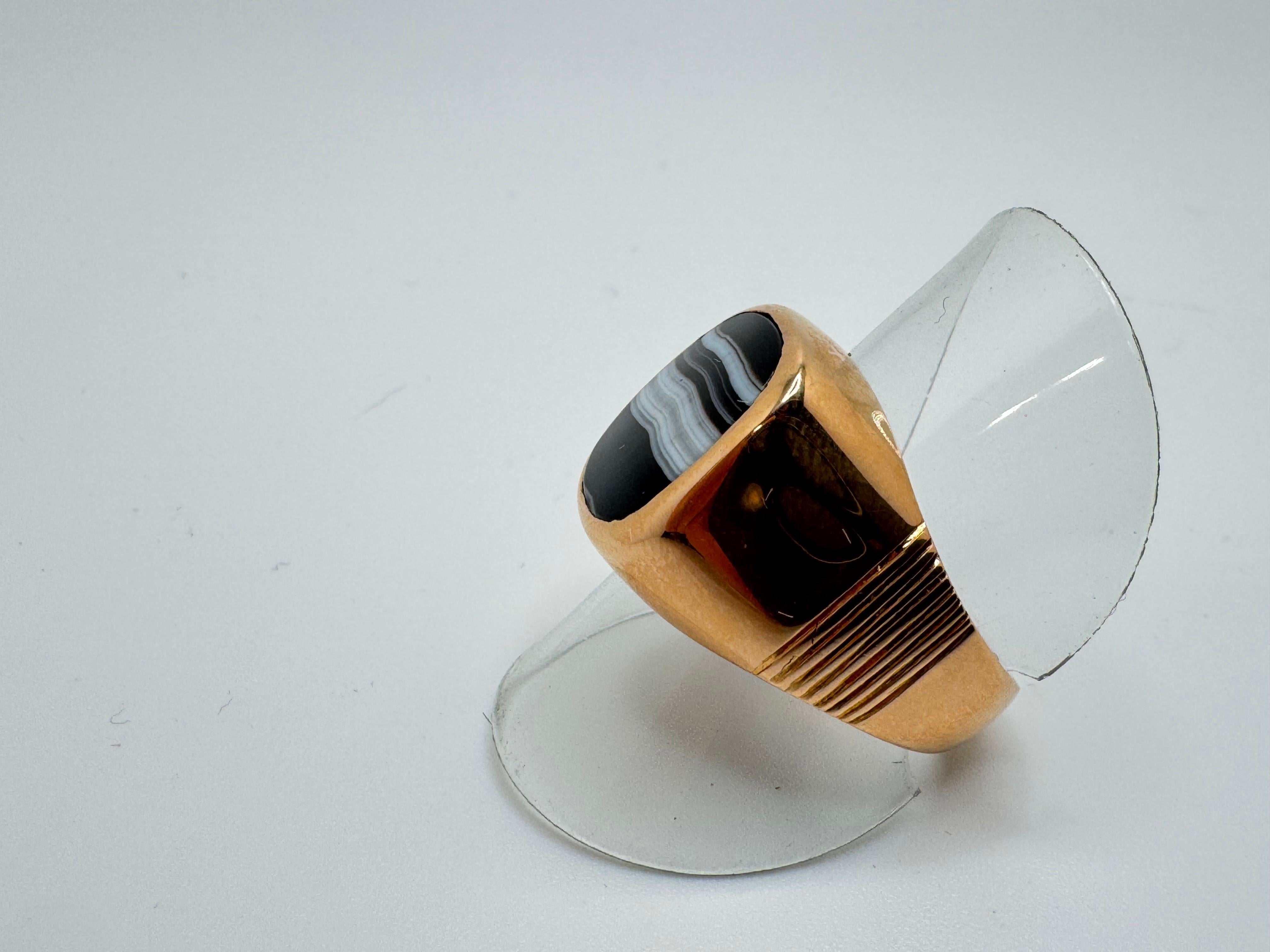 Gelbgold Sardonyx Wide Band Ring im Angebot 2