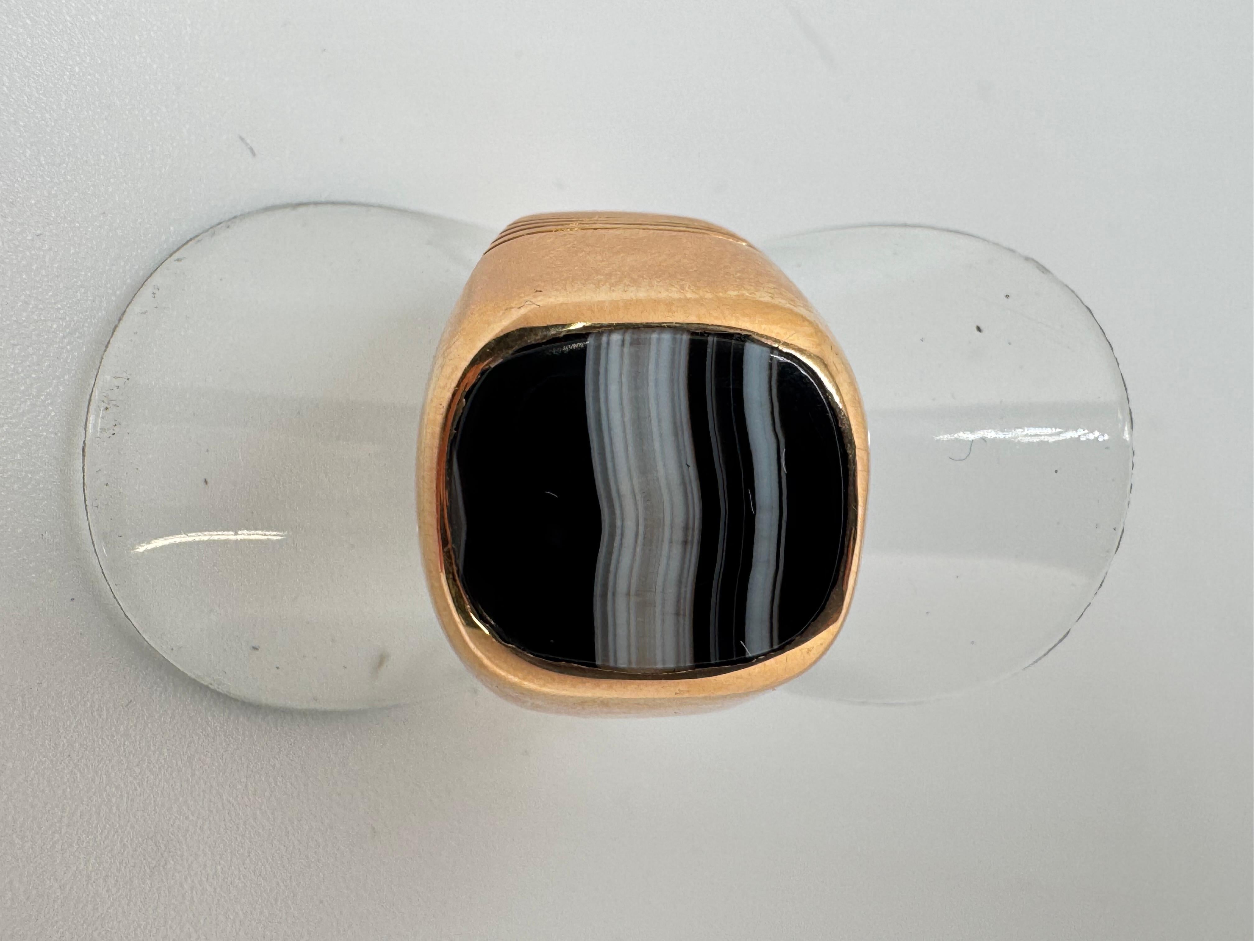 Gelbgold Sardonyx Wide Band Ring im Angebot 3
