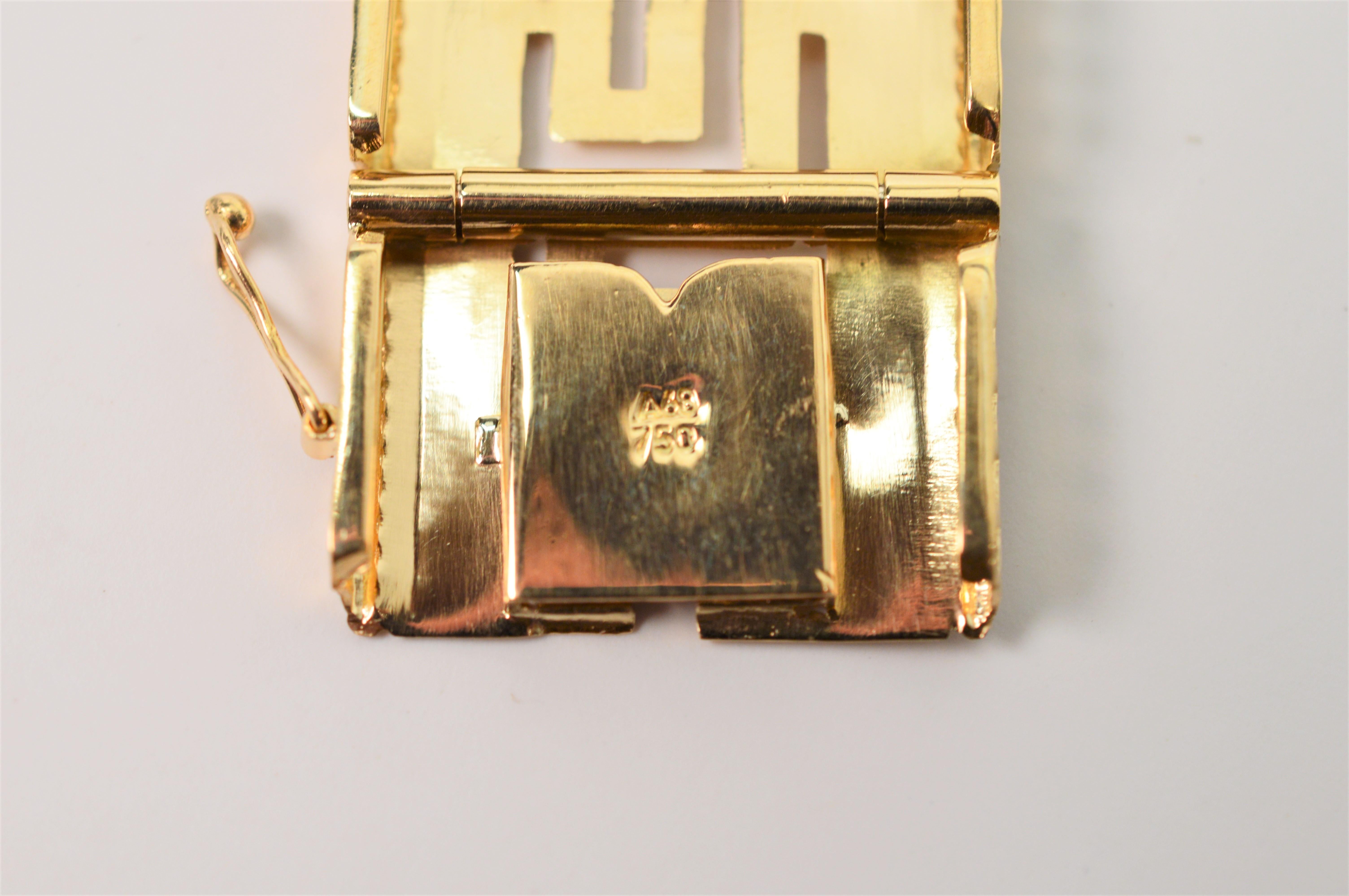 Geometrisches Gliederarmband aus 18 Karat Gelbgold mit Kacheln im Angebot 8