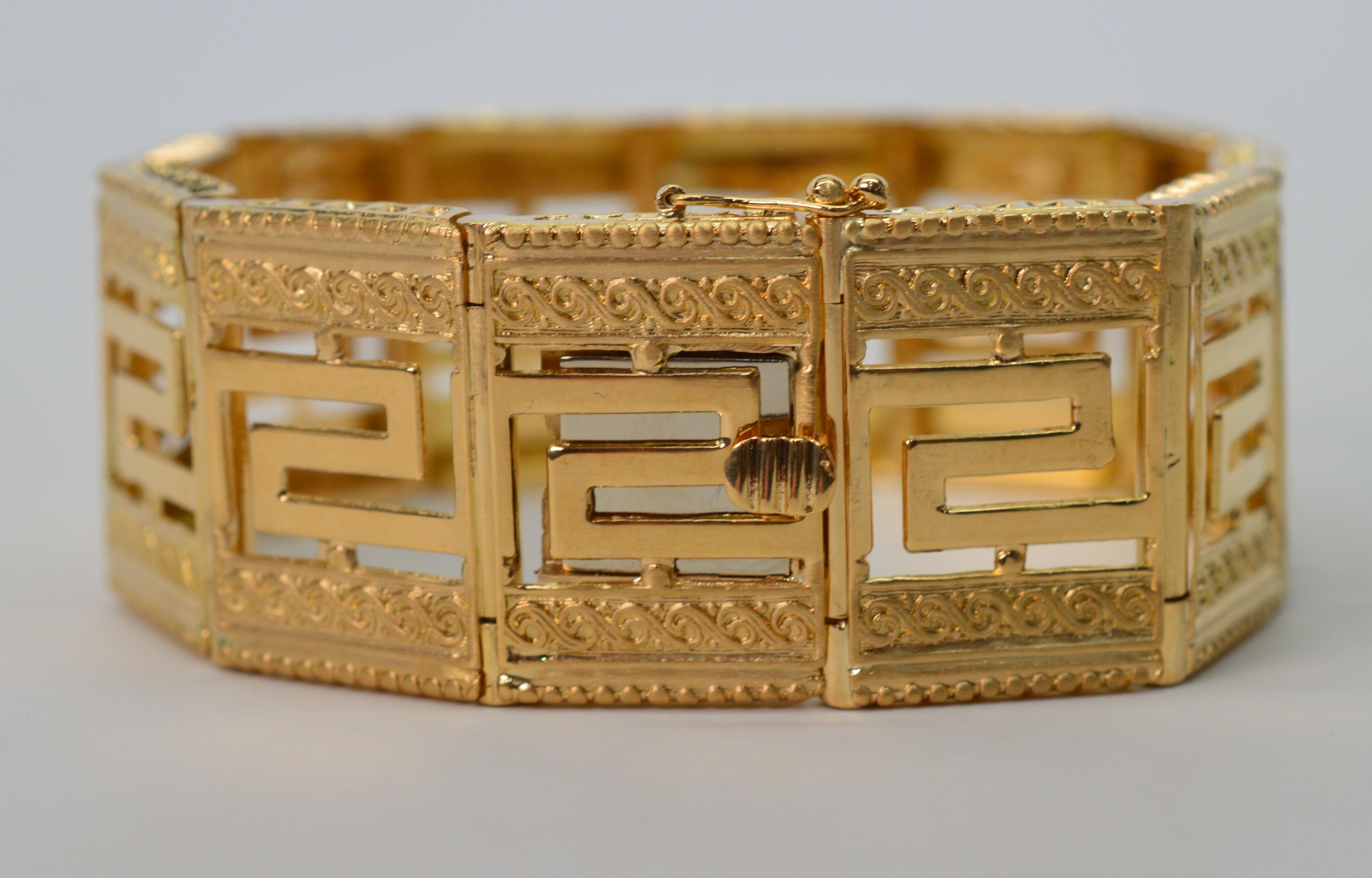Geometrisches Gliederarmband aus 18 Karat Gelbgold mit Kacheln Damen im Angebot
