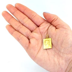 Yellow Gold Scapular Religious Pendant Medal Charm