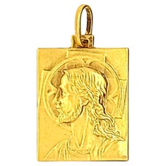 Yellow Gold Scapular Religious Pendant Medal Charm