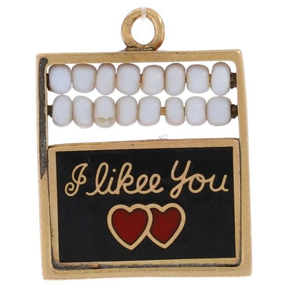 Yellow Gold School Sweethearts Charm - 14k Abacus Chalkboard Counting Frame For Sale