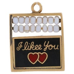 Yellow Gold School Sweethearts Charm - 14k Abacus Chalkboard Counting Frame