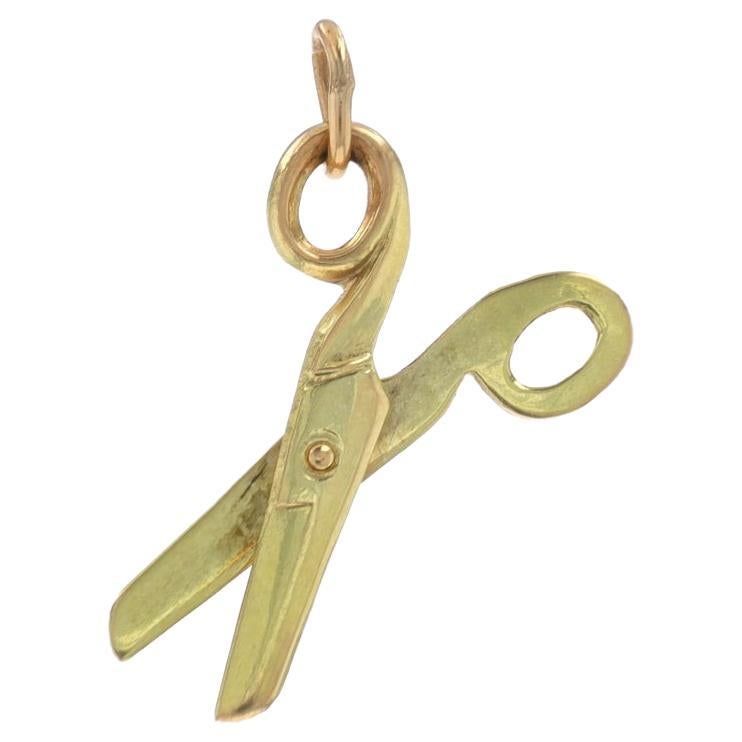 Yellow Gold Scissors Charm - 10k Office School Arts & Crafts Tool Moves For Sale