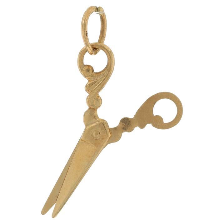 Yellow Gold Scissors Charm - 14k Office School Arts & Crafts Tool For Sale