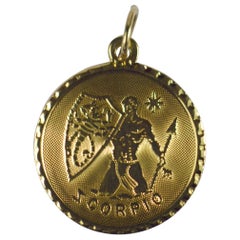 Vintage Yellow Gold Scorpio Zodiac Charm Pendant
