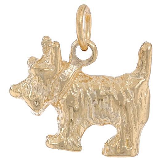 Yellow Gold Scottie Dog Charm - 14k Scottish Terrier Pet Canine For Sale