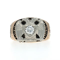 Yellow Gold Scottish Rite 32nd Degree Ring - 10k Dia .55ct SZ 10 1/4 Masonic