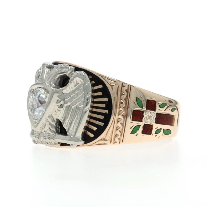 Bague en or jaune Scottish Rite 32nd Degree - 10k Dia .55ct SZ 10 1/4 Masonic Pour hommes en vente