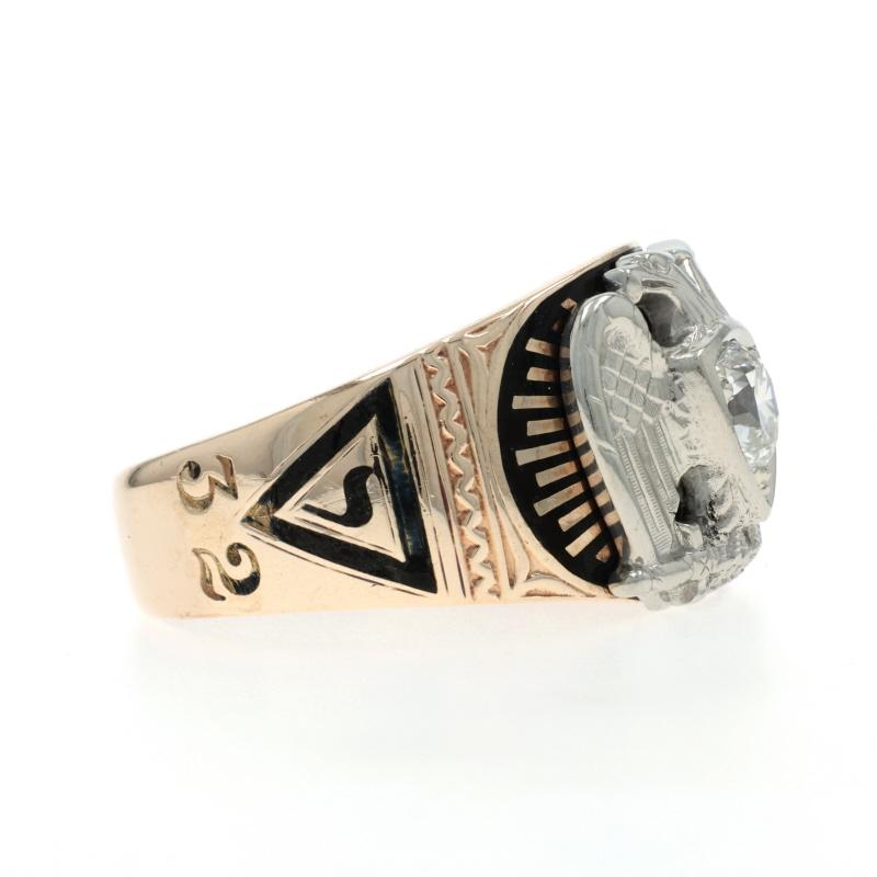 Bague en or jaune Scottish Rite 32nd Degree - 10k Dia .55ct SZ 10 1/4 Masonic en vente 1