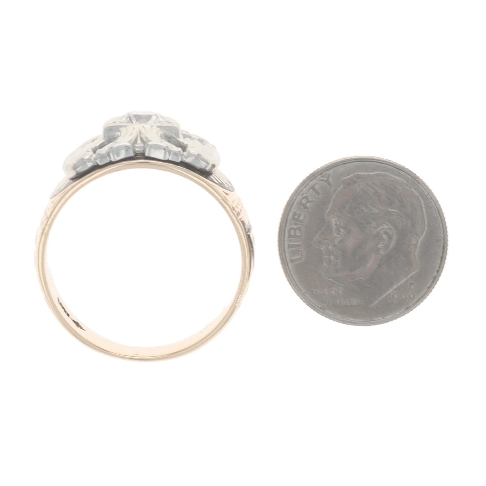 Bague en or jaune Scottish Rite 32nd Degree - 10k Dia .55ct SZ 10 1/4 Masonic en vente 2