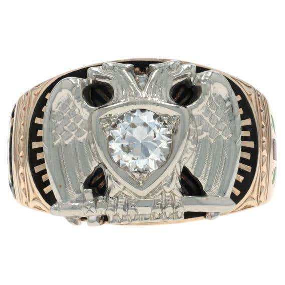 Scott Rite Rings Yellow Gold Scottish Rite 32nd Degree Ring - 10k Dia .55ct SZ 10 1/4 ...