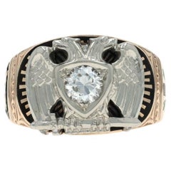 Bague en or jaune Scottish Rite 32nd Degree - 10k Dia .55ct SZ 10 1/4 Masonic