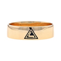 Scottish Rite Herren 14th Degree Band aus Gelbgold - 14k Schwarzer Emaille Masonic Ring