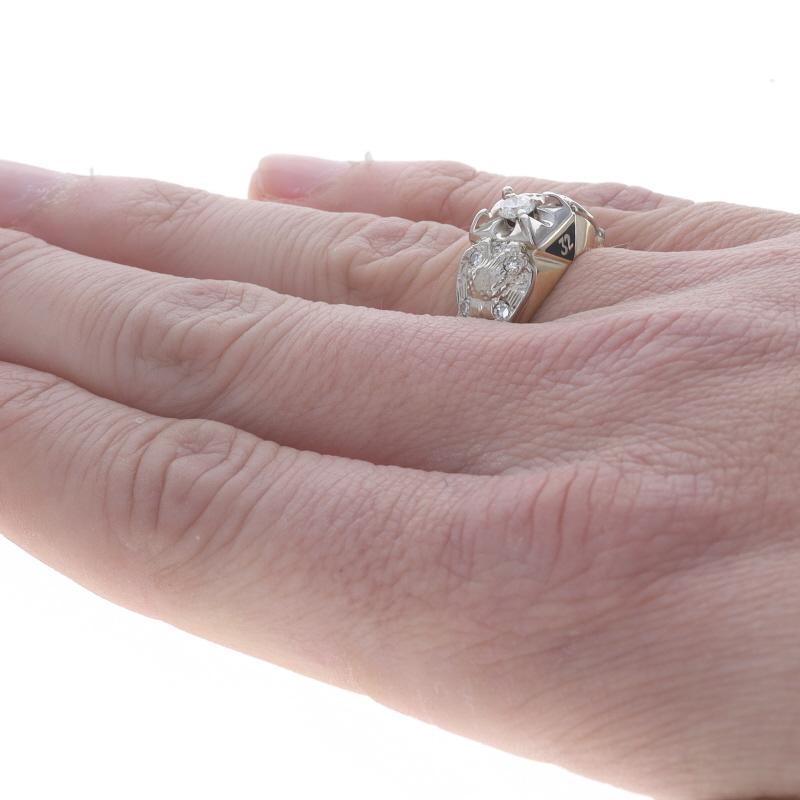 Yellow Gold Scottish Rite Men's 32nd Degree Ring - 10k Round .53ctw Masonic Yod For Sale 2