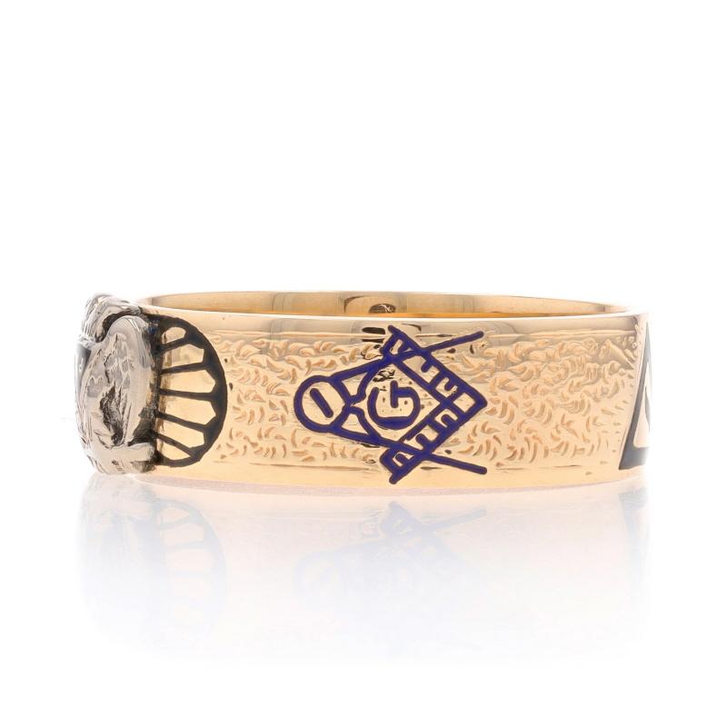Yellow Gold Scottish Rite Men's 32nd Degree Ring - 14k Enamel Masonic Symbols For Sale 1