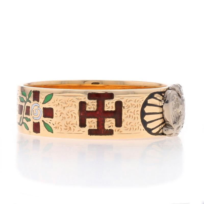 Yellow Gold Scottish Rite Men's 32nd Degree Ring - 14k Enamel Masonic Symbols For Sale 3