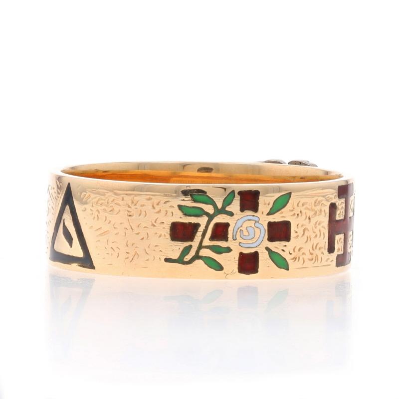 Yellow Gold Scottish Rite Men's 32nd Degree Ring - 14k Enamel Masonic Symbols For Sale 4